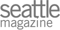 The image shows the logo of "Seattle Magazine" with the text in a modern, gray font on a transparent background.