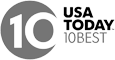 The image features the "USA TODAY 10BEST" logo, with a stylized number 10 inside a circle and the text next to it.